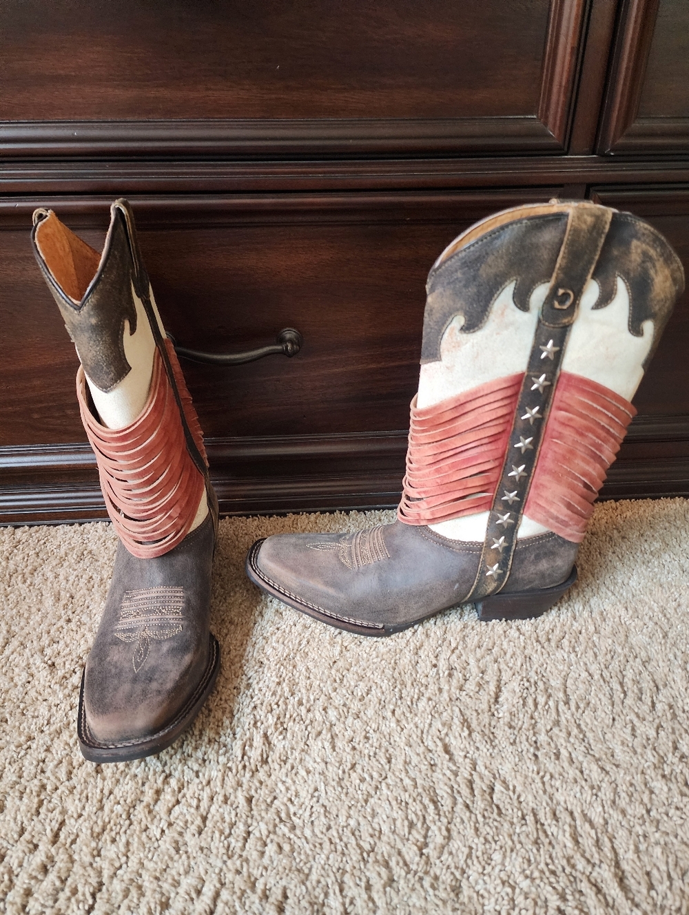 Women Leather Durango Western Boots New 8.5 Made In MX Stars - Picture 2 of 5